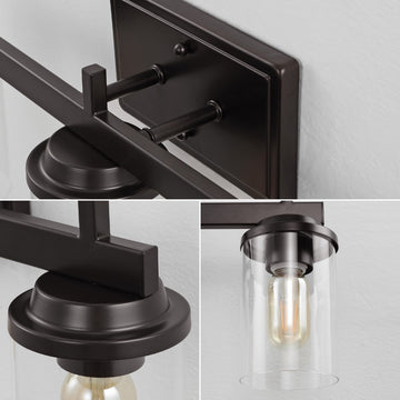 Liam 23.25" 3-Light Farmhouse Industrial Vanity Light with Bathroom Hardware Accessory Set - JONATHAN Y